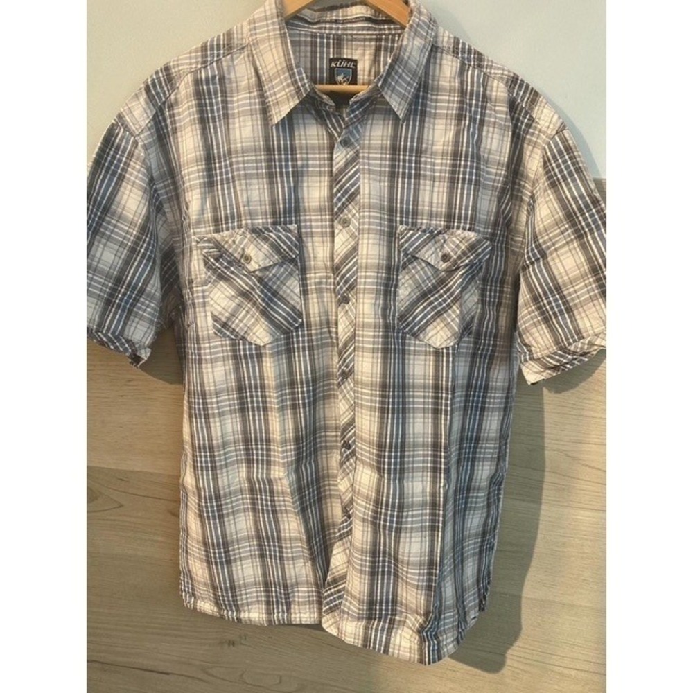 Kuhl Plaid Button-Down Short Sleeve Cotton Suncel Blend Men's Shirt Size XXL